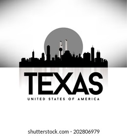Texas United States of America Cities/States skyline, vector illustration.