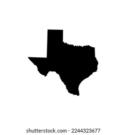 Texas US Blank Map Vector Template Black Solid Color and Outline Isolated on White Background. easy to edit