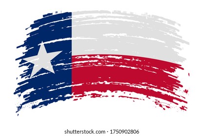 Texas US Flag In Grunge Brush Stroke, Vector Image