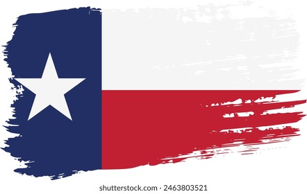 Bandera de Estados Unidos de Texas, trazo de pincel ancho sobre fondo transparente, Vector.