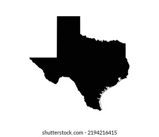 Mapa de EE.UU. de Texas. Mapa estatal de TX USA. Línea fronteriza texana negra y blanca del contorno de la línea fronteriza del territorio geográfico Forma de vectores Ilustración Clipart EPS