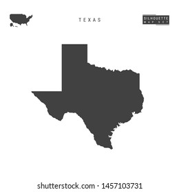 Texas US State Blank Vector Map Isolated on White Background. High-Detailed Black Silhouette Map of Texas.