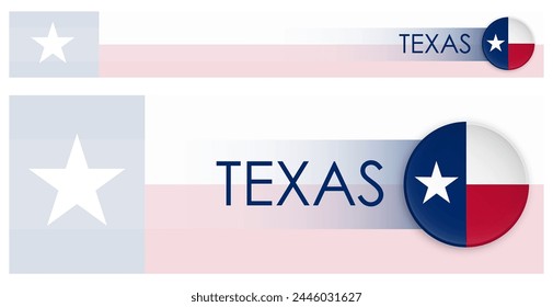 Texas US state horizontal web banner in modern neomorphism style. Webpage Texas election header button for mobile application or internet site. Vector
