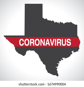 Texas USA federal state map with Coronavirus warning illustration