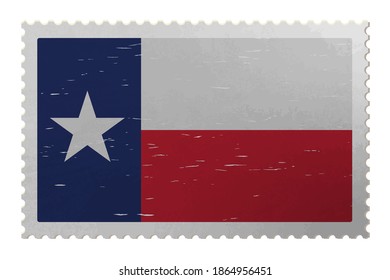 Bandera de los Estados Unidos de Texas en el sello postal antiguo, vector