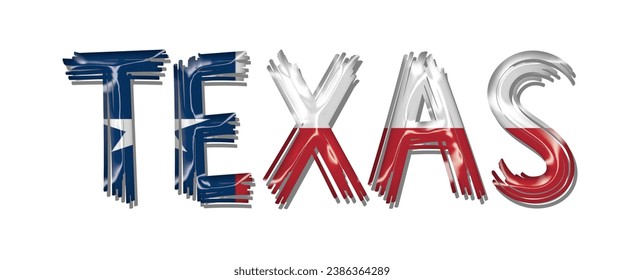 TEXAS USA flag text font, 3D TEXAS flag colorful background, TEXAS flag vector illustration