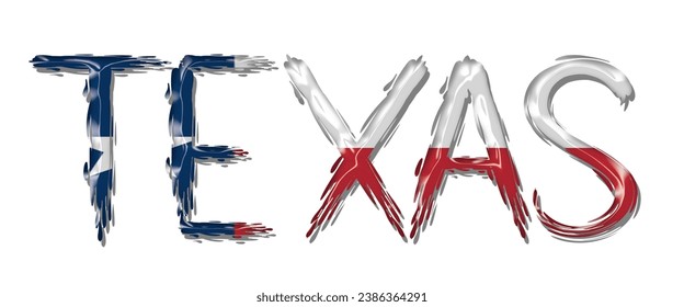 TEXAS USA flag text font, 3D TEXAS flag colorful background, TEXAS flag vector illustration