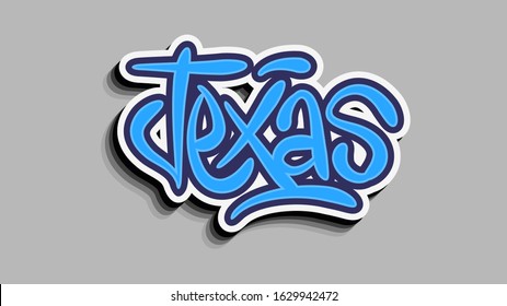 Texas Usa Hand Lettering Sticker Vector Design.