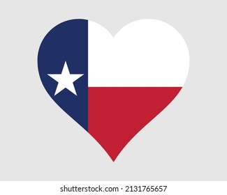 Texas USA Heart Flag. TX US Love Shape State Flag. Texan United States of America Banner Icon Sign Symbol Clipart. EPS Vector Illustration.