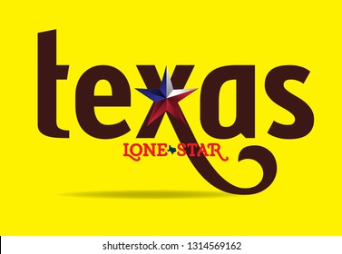 Texas USA Logo Concept with Nickname Lone Star, Vector EPS 10.