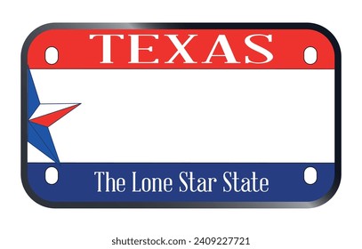 Texas USA motorcycle license plate over a white background