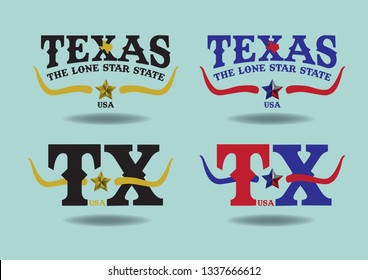 Texas USA with nickname The Lone Star State logo design concept, Vector EPS 10.