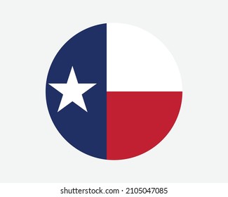 Texas USA Round State Flag. TX, US Circle Flag. State of Texas, United States of America Circular Shape Button Banner. EPS Vector Illustration.