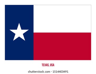 Texas (USA State) Flag Vector Illustration on White Background. Flag of the United States of America.