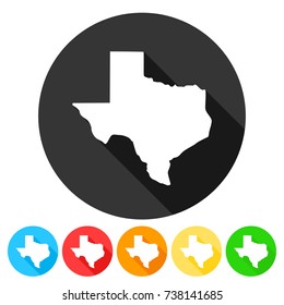 Texas USA Symbol Icon Round Flat Vector Art Design Color Set