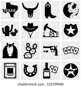 Texas vector icons set on gray.