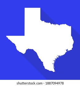 Texas vector map flat simple style long shadow blue background. Vector Illustration