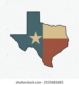 Ícone de cores vintage do Texas. Mapa do Texas Vintage com efeito de selo. Ilustração vetorial EUA