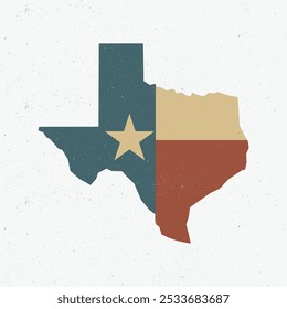 Texas vintage color icon. Vintage Texas map with stamp effect. Vector illustration USA