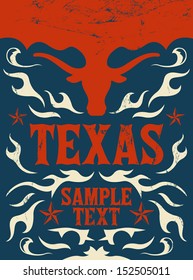 Texas Vintage poster - Card -  western - cowboy style - Grunge effects can be easily removed 