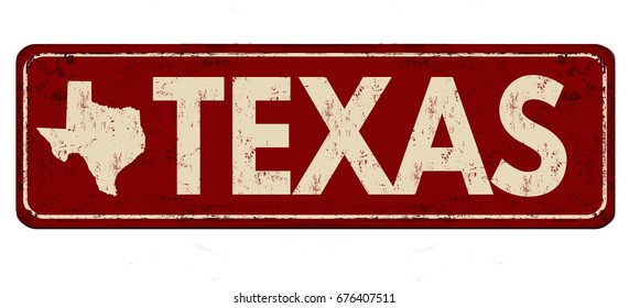 Texas vintage rusty metal sign on a white background, vector illustration