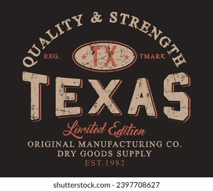 Texas Vintage typography college varsity slogan print for graphic tee t shirt or sweatshirt - Vector