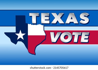 Texas-Abstimmung mit Staatsflagge auf Rot, Weiß und Blau - Vektorgrafik