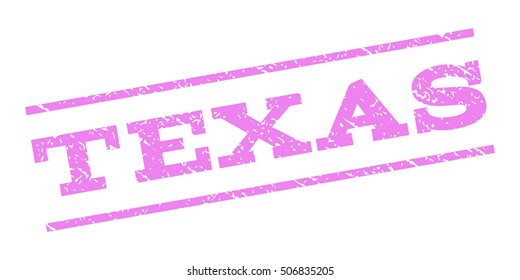 Texas watermark stamp. Text tag between parallel lines with grunge design style. Rubber seal stamp with dirty texture. Vector violet color ink imprint on a white background.