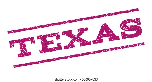 Texas watermark stamp. Text tag between parallel lines with grunge design style. Rubber seal stamp with dust texture. Vector purple color ink imprint on a white background.
