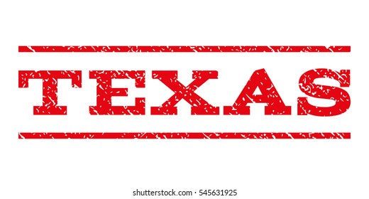 Texas watermark stamp. Text tag between horizontal parallel lines with grunge design style. Rubber seal stamp with dirty texture. Vector intensive red color ink imprint on a white background.