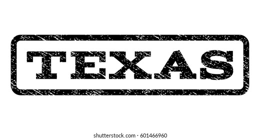 Texas watermark stamp. Text tag inside rounded rectangle with grunge design style. Rubber seal stamp with unclean texture. Vector black ink imprint on a white background.