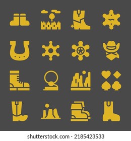 texas web icons. Boots and Prairie, Sheriff and Cowboy symbol, vector signs