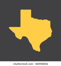 Texas Yellow State Border Map. Vector Illustration EPS8. 