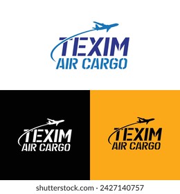 Texim Air Cargo logo. Global freight air cargo transportation logo design. International trade and logistic vector design.