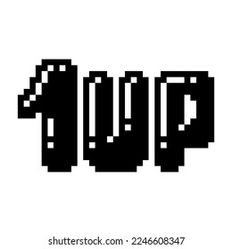 Text 1up icon black-white vector pixel art icon