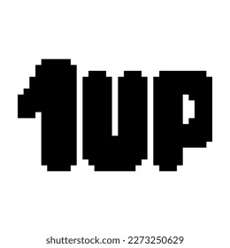 Text 1up icon black-white vector pixel art icon	