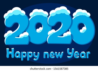Text 2020 in snow, winter font. New Year