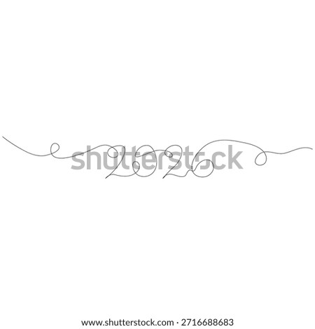 Text 2026 handwritten continuous one line art vector illustration