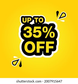 Text Up to 35% off black, white, yellow