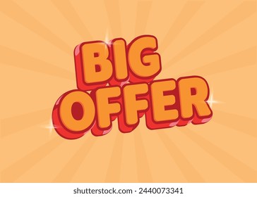 Texto con efecto 3D en naranja y amarillo, vector editable, escrito "BIG SALE"