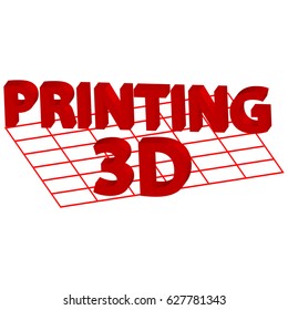 Text 3D printing isolated on white background. Vector illustration,