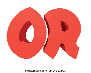 OR Text 3D Rendering Typography Graffiti Logo Symbol, suitable for use on clothing t shirt, jewelry necklaces, birthday souvenirs, engagements, weddings