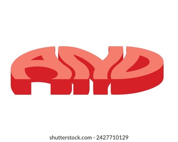 AND Text 3D Rendering Typography Graffiti Logo Symbol, suitable for use on clothing t shirt, jewelry necklaces, birthday souvenirs, engagements, weddings