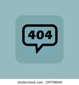 Text 404 in chat bubble, in square, on pale blue background