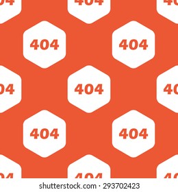 Text 404 in white hexagon, repeated on orange background