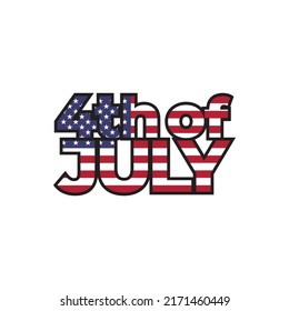 Text 4th Of July Design Vector Isolated On White Background.