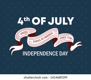 Text 4th of July. Independence Day vector lettering typography for postcard, card, banner. Celebration calligraphy. US military armed forces typography concept . National poster design - Vector