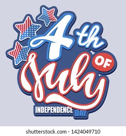 Text 4th of July. Independence Day vector lettering typography for postcard, card, banner. Celebration calligraphy. US military armed forces typography concept . National poster design