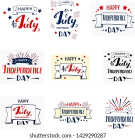 Text 4th of July. Independence Day vector lettering typography for postcard, card, banner.Celebration calligraphy.National poster design