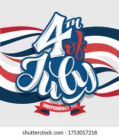Text 4th of July. Independence Day vector lettering typography for postcard, card, banner. Celebration calligraphy. US military armed forces typography concept . National poster design